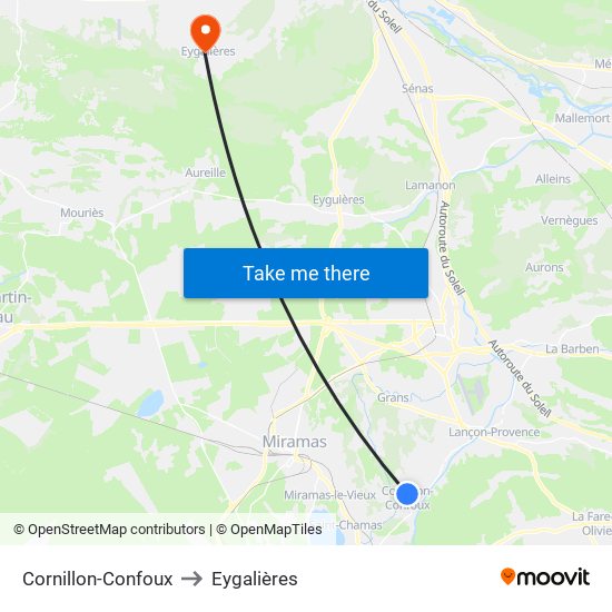 Cornillon-Confoux to Eygalières map
