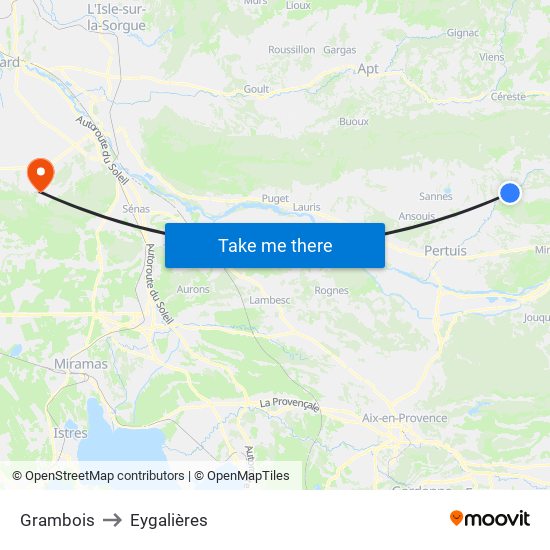 Grambois to Eygalières map