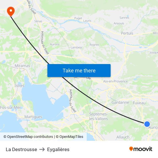 La Destrousse to Eygalières map