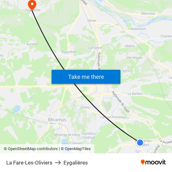 La Fare-Les-Oliviers to Eygalières map