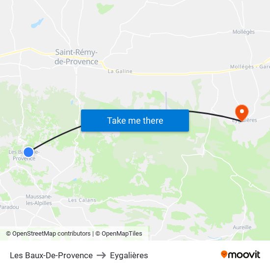 Les Baux-De-Provence to Eygalières map