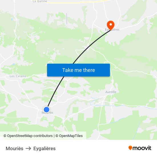 Mouriès to Eygalières map