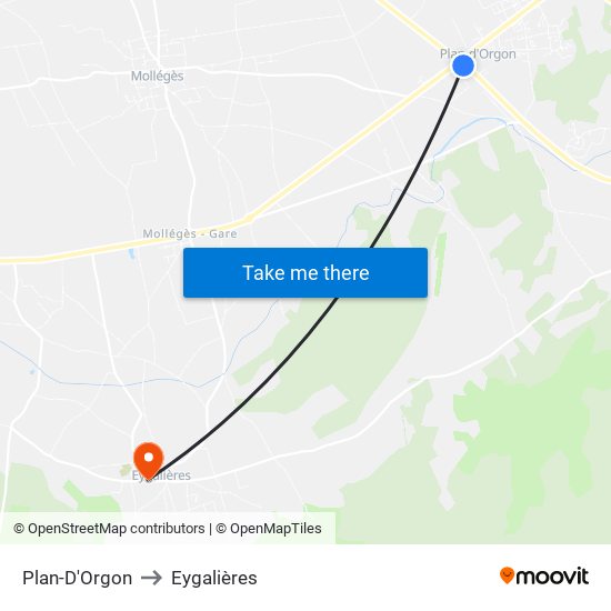 Plan-D'Orgon to Eygalières map