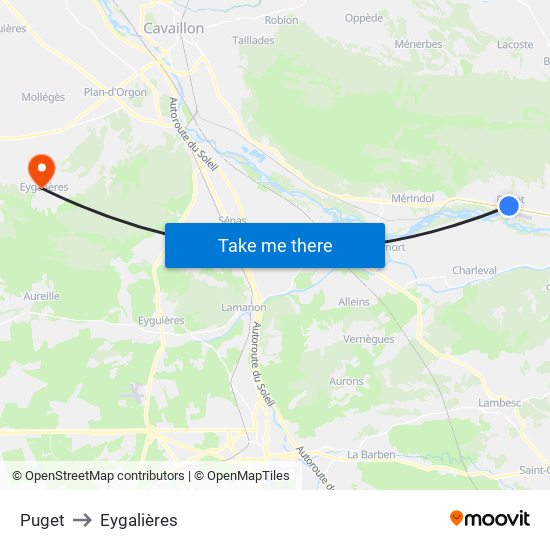 Puget to Eygalières map