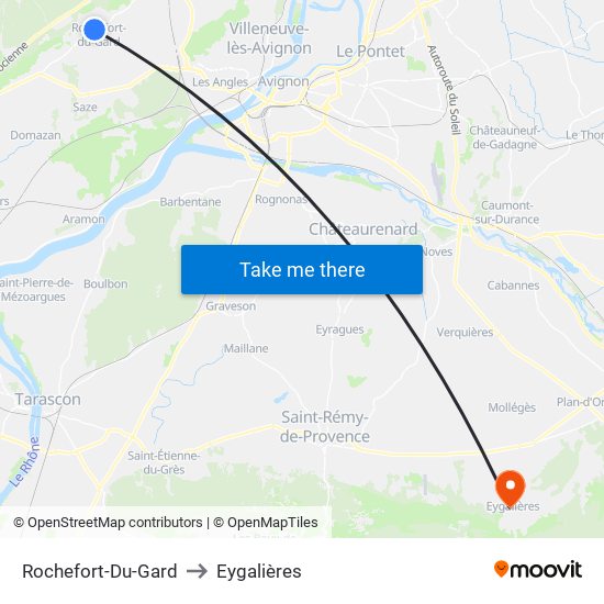 Rochefort-Du-Gard to Eygalières map