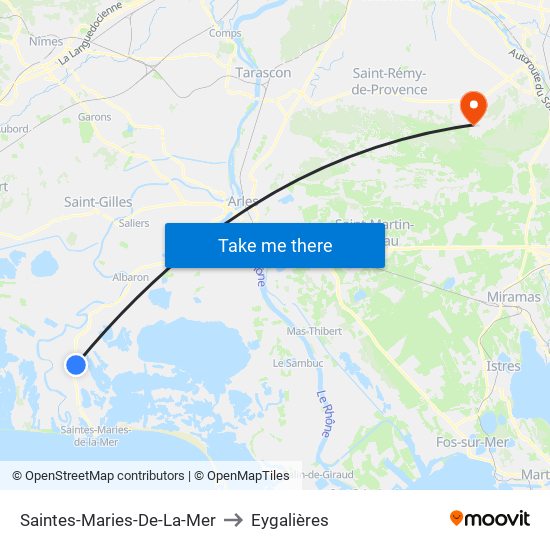 Saintes-Maries-De-La-Mer to Eygalières map