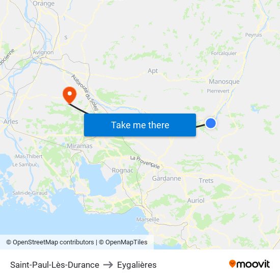 Saint-Paul-Lès-Durance to Eygalières map