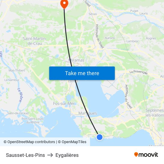 Sausset-Les-Pins to Eygalières map