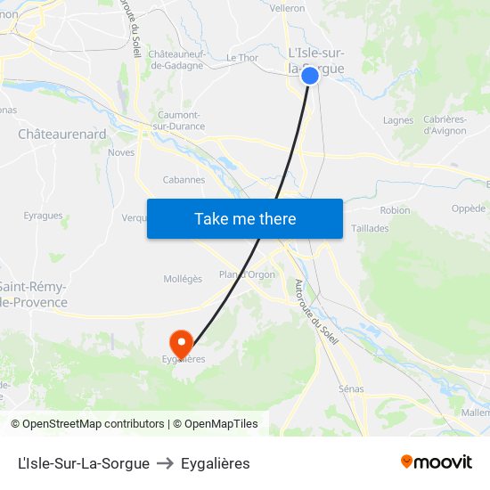 L'Isle-Sur-La-Sorgue to Eygalières map