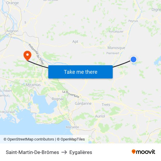 Saint-Martin-De-Brômes to Eygalières map
