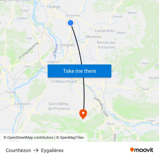 Courthézon to Eygalières map