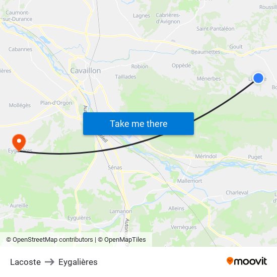 Lacoste to Eygalières map