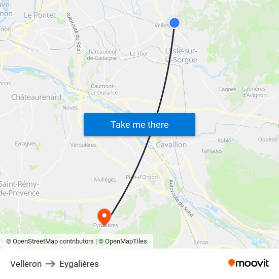Velleron to Eygalières map