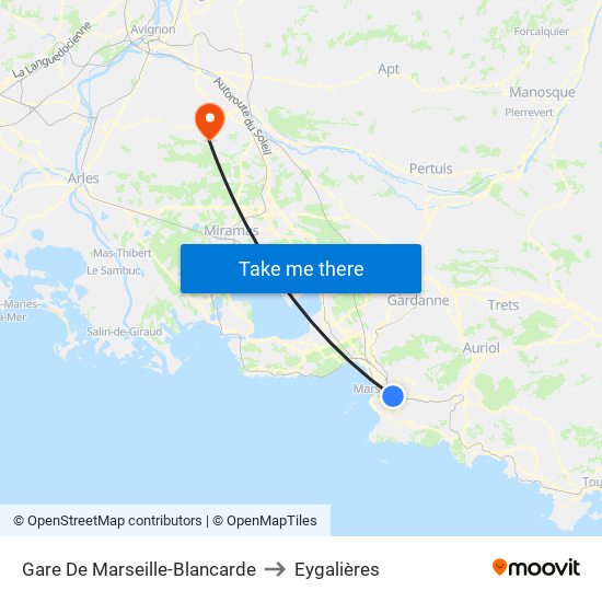 Gare De Marseille-Blancarde to Eygalières map