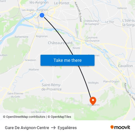 Gare De Avignon-Centre to Eygalières map