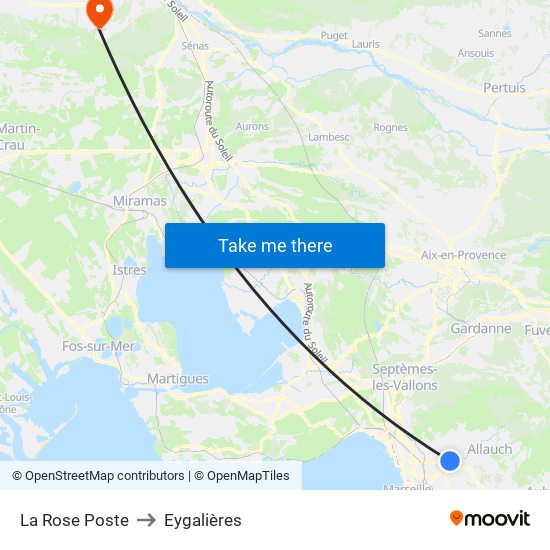La Rose Poste to Eygalières map