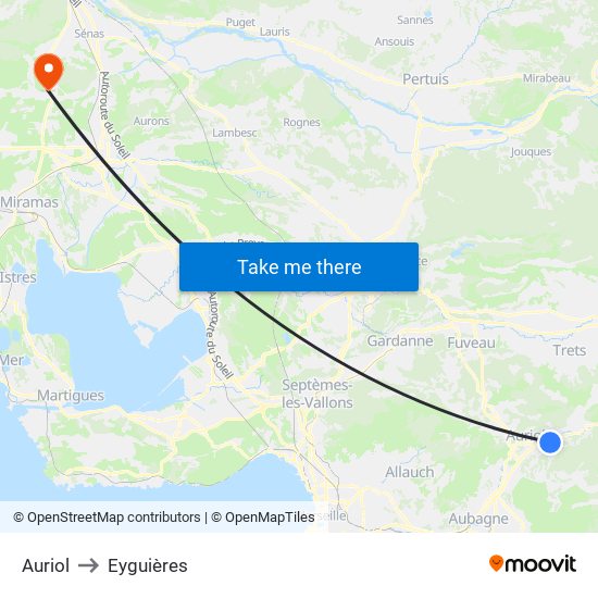 Auriol to Eyguières map
