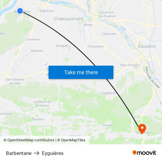 Barbentane to Eyguières map