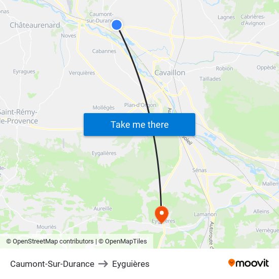 Caumont-Sur-Durance to Eyguières map