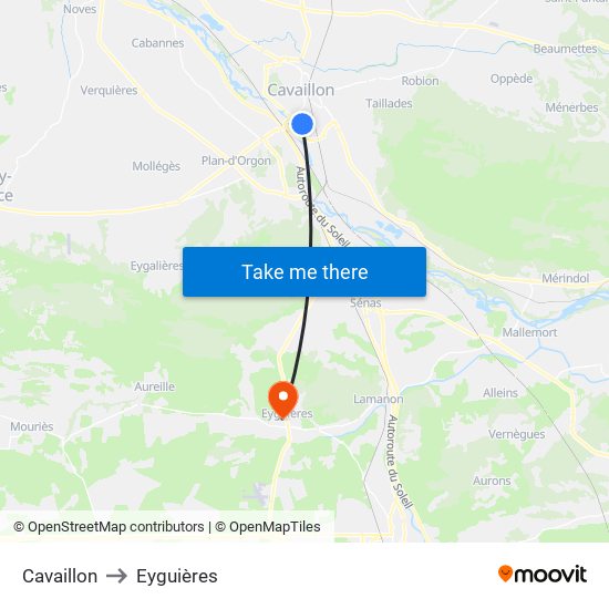 Cavaillon to Eyguières map