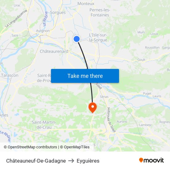 Châteauneuf-De-Gadagne to Eyguières map