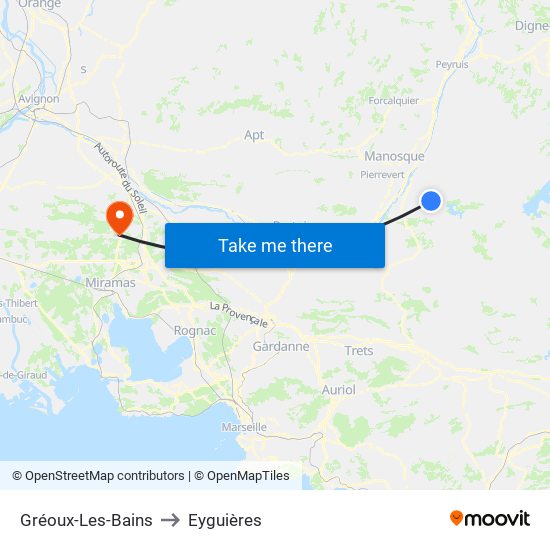 Gréoux-Les-Bains to Eyguières map