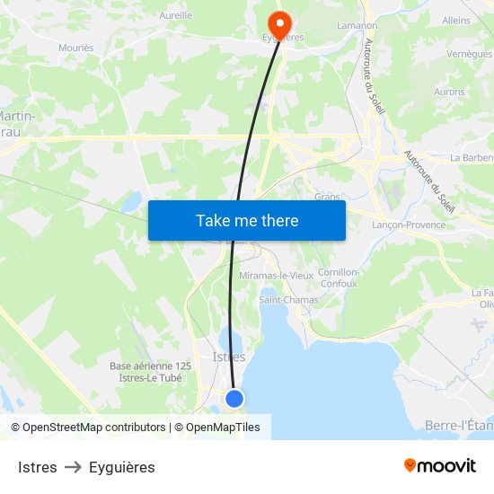 Istres to Eyguières map
