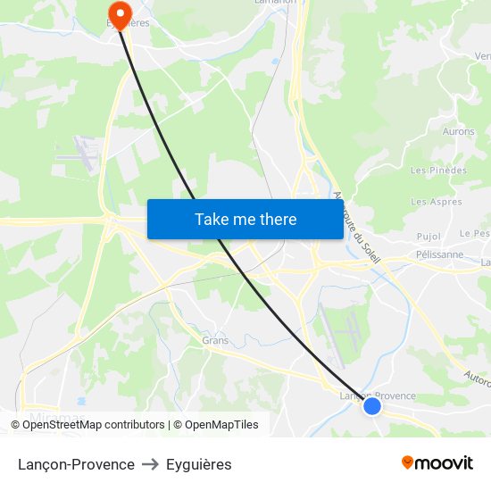 Lançon-Provence to Eyguières map