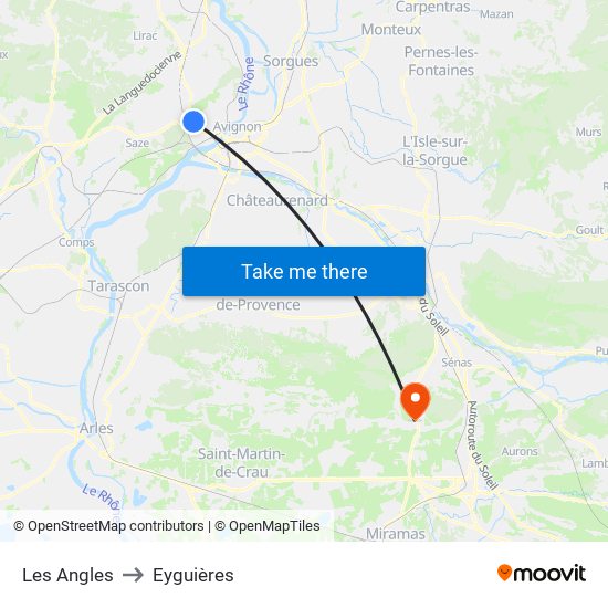 Les Angles to Eyguières map