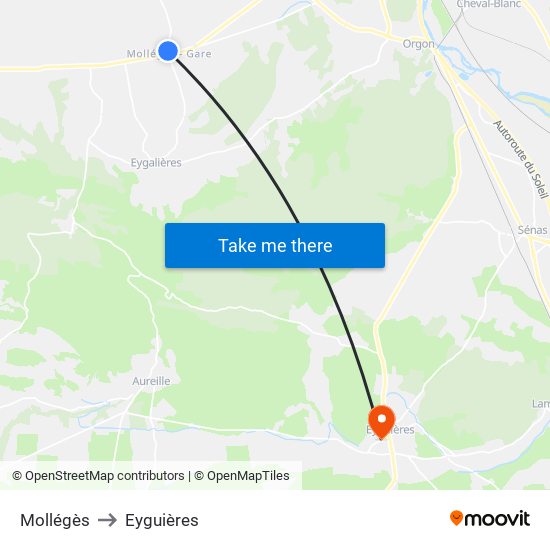 Mollégès to Eyguières map