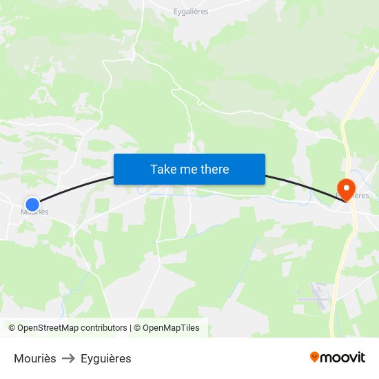 Mouriès to Eyguières map