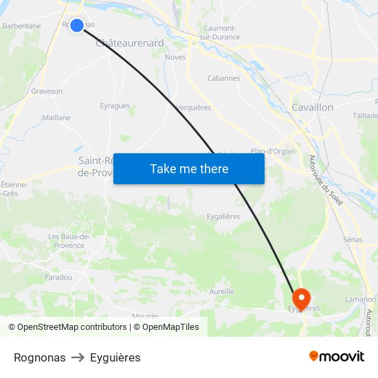 Rognonas to Eyguières map