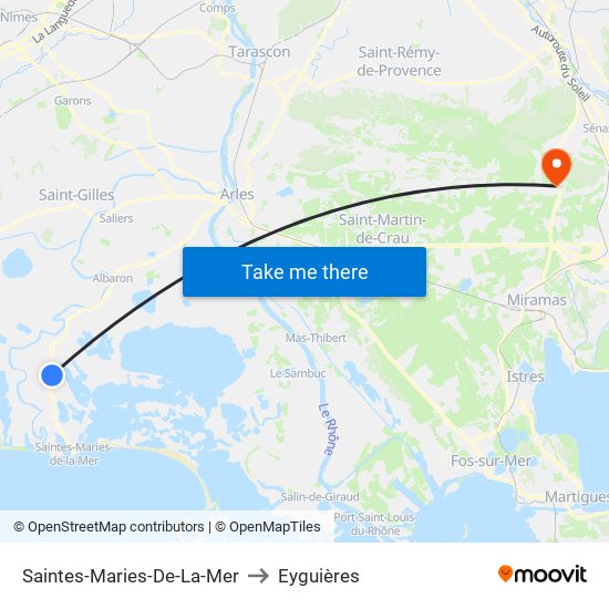 Saintes-Maries-De-La-Mer to Eyguières map