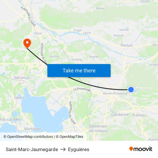 Saint-Marc-Jaumegarde to Eyguières map