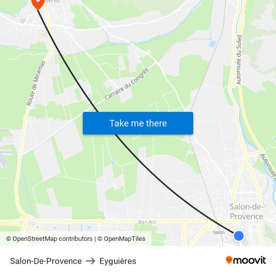Salon-De-Provence to Eyguières map