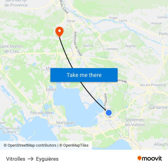 Vitrolles to Eyguières map