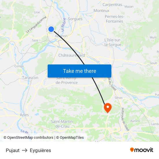Pujaut to Eyguières map