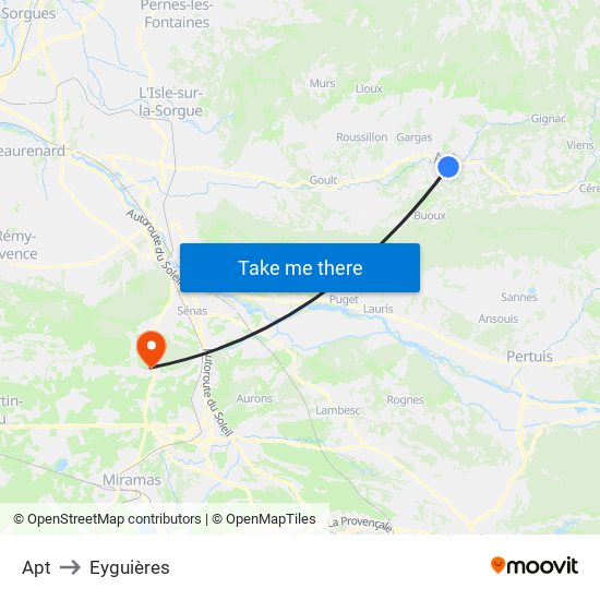 Apt to Eyguières map