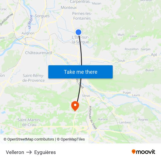 Velleron to Eyguières map