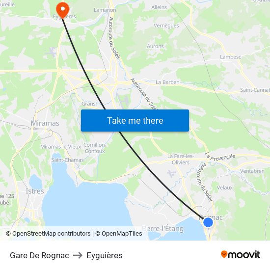Gare De Rognac to Eyguières map