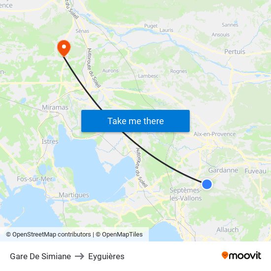 Gare De Simiane to Eyguières map