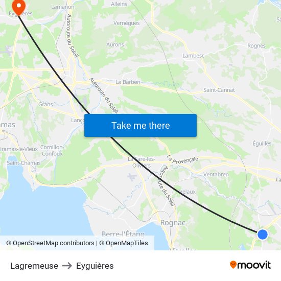 Lagremeuse to Eyguières map