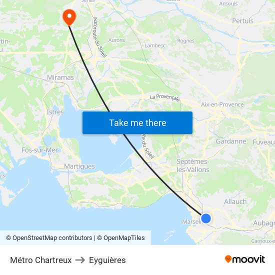 Métro Chartreux to Eyguières map