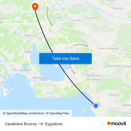 Canebière Bourse to Eyguières map