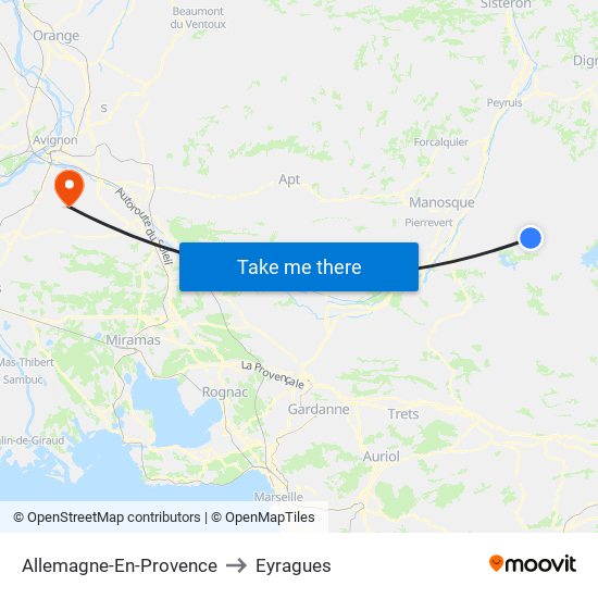 Allemagne-En-Provence to Eyragues map