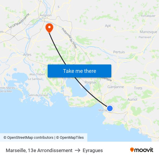 Marseille, 13e Arrondissement to Eyragues map