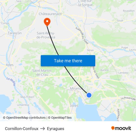 Cornillon-Confoux to Eyragues map