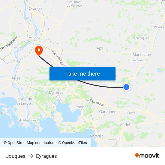 Jouques to Eyragues map