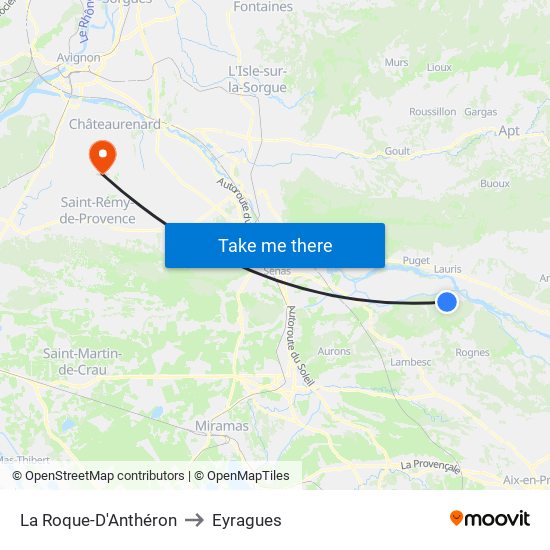 La Roque-D'Anthéron to Eyragues map