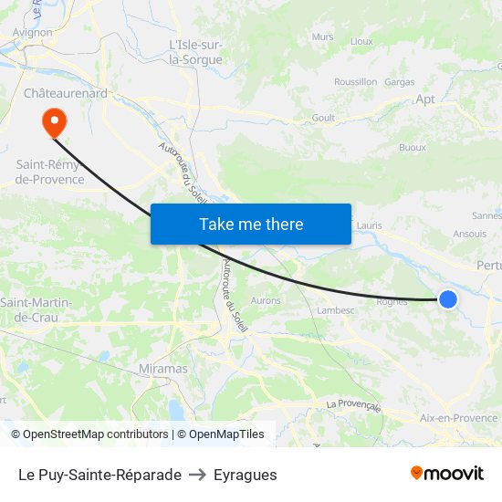 Le Puy-Sainte-Réparade to Eyragues map